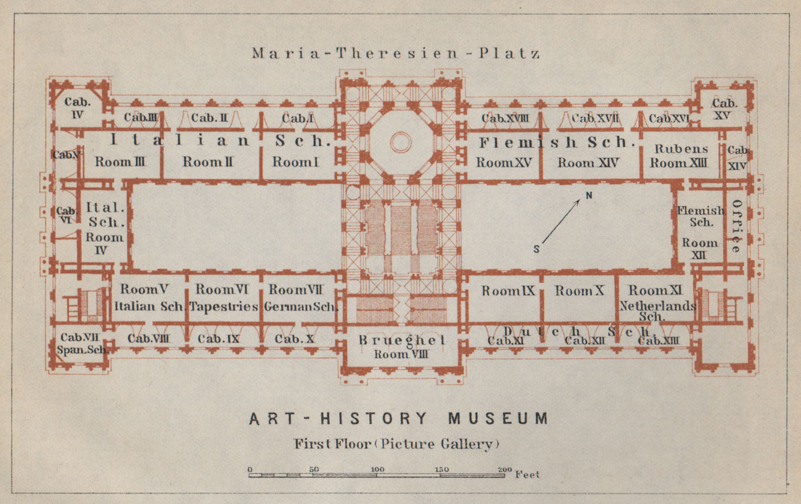 Kunsthistorisches/Art History Museum Wien Vienna. First floor plan 1929 map